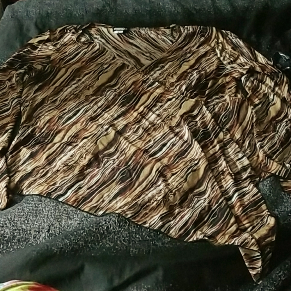 Plus Size Asymmetric Wrapped Blouse